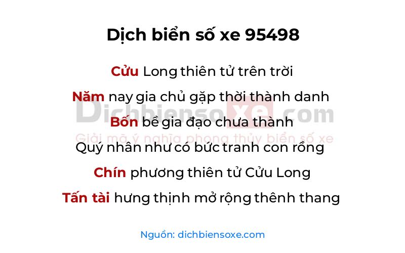Dịch thơ biển số 95498