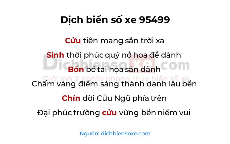 Dịch thơ biển số 95499