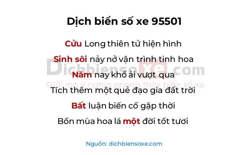Dịch thơ biển số 95501