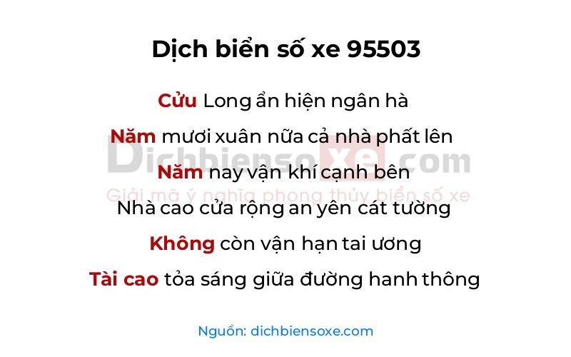 Dịch thơ biển số 95503