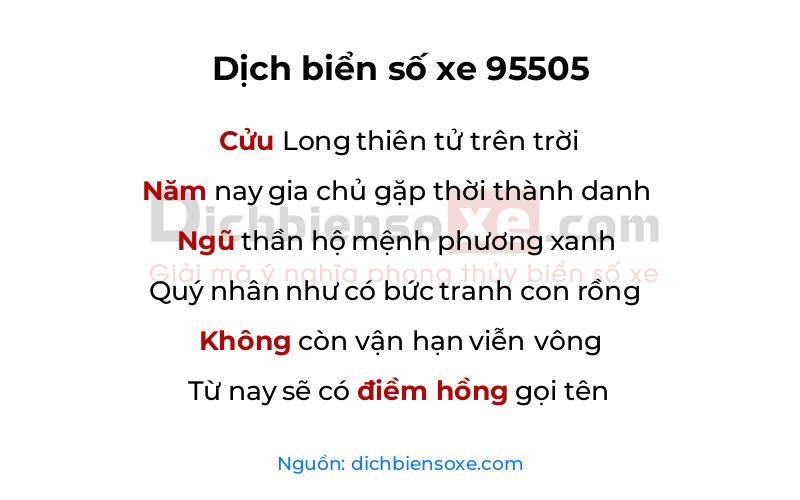 Dịch thơ biển số 95505