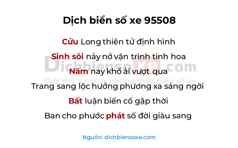 Dịch thơ biển số 95508