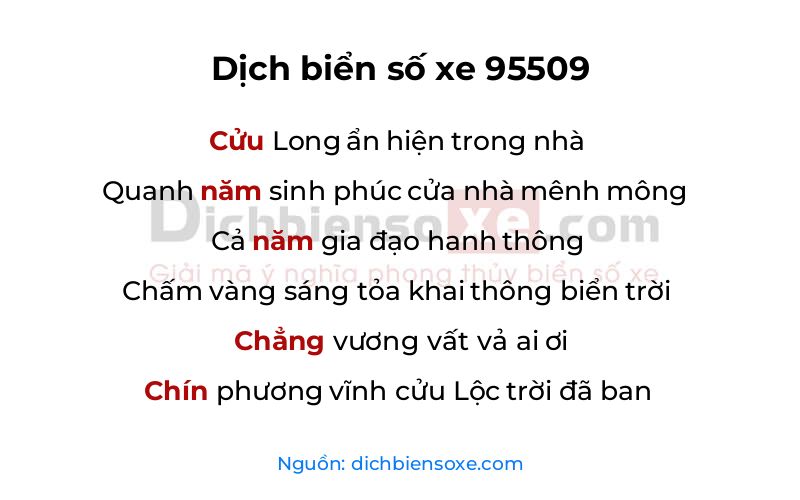 Dịch thơ biển số 95509