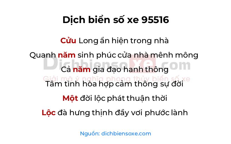 Dịch thơ biển số 95516