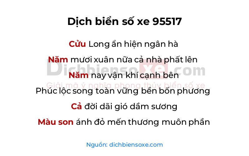 Dịch thơ biển số 95517