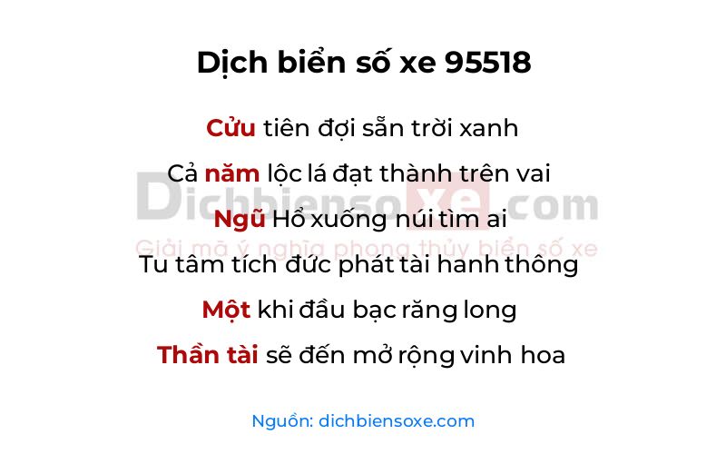 Dịch thơ biển số 95518