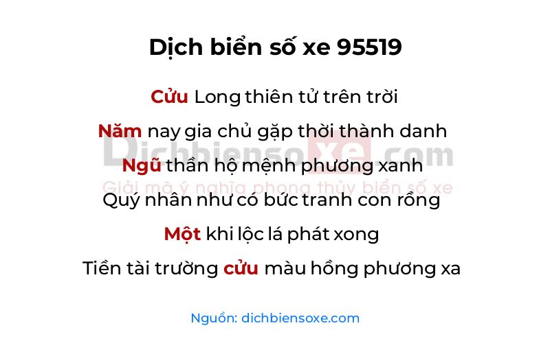 Dịch thơ biển số 95519