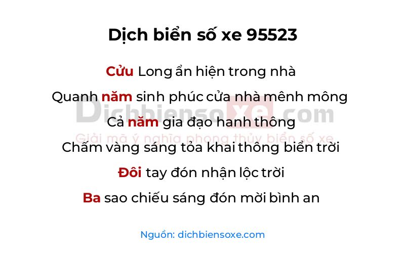 Dịch thơ biển số 95523