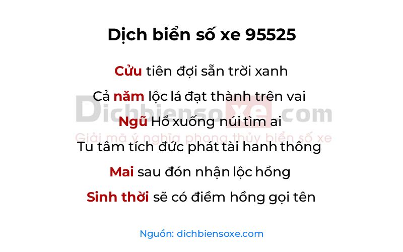 Dịch thơ biển số 95525