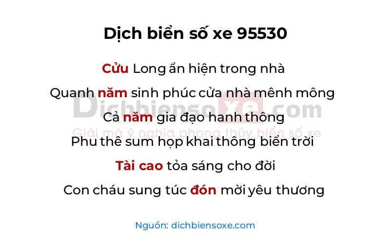 Dịch thơ biển số 95530