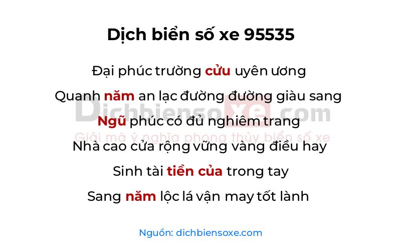 Dịch thơ biển số 95535