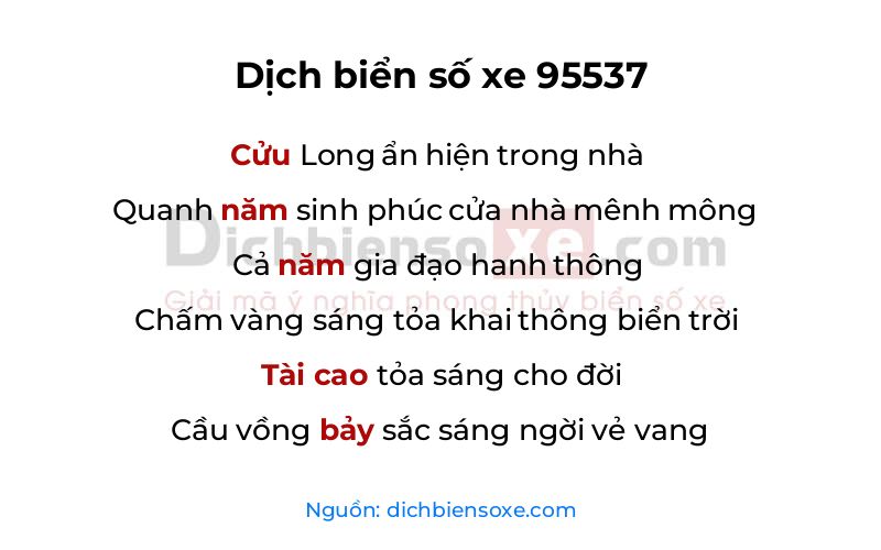 Dịch thơ biển số 95537