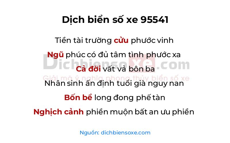 Dịch thơ biển số 95541