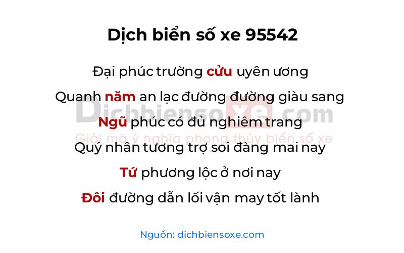 Dịch thơ biển số 95542