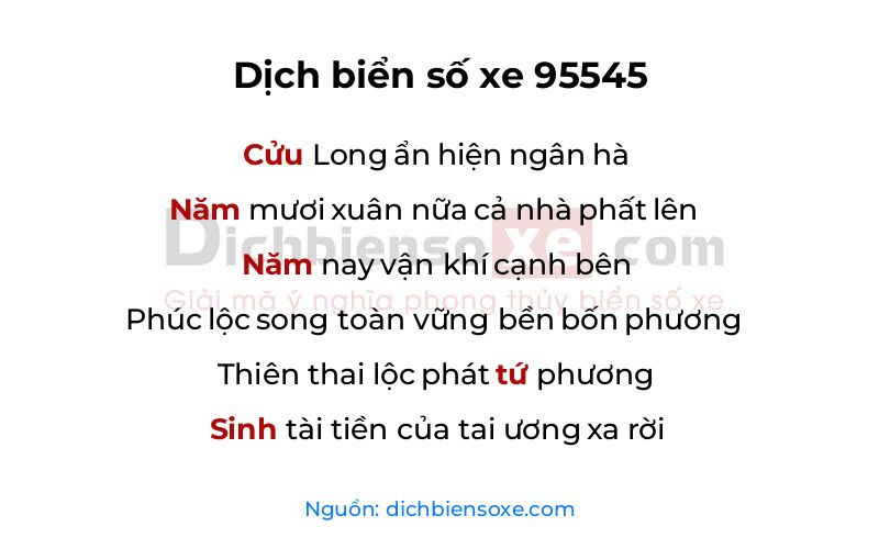 Dịch thơ biển số 95545