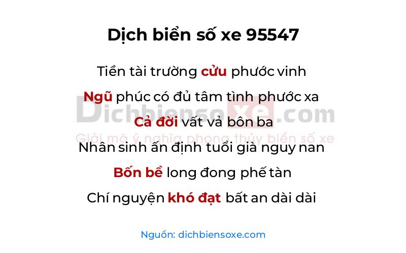 Dịch thơ biển số 95547