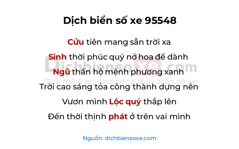 Dịch thơ biển số 95548