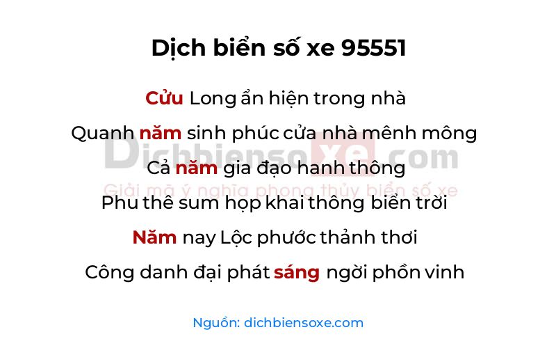 Dịch thơ biển số 95551
