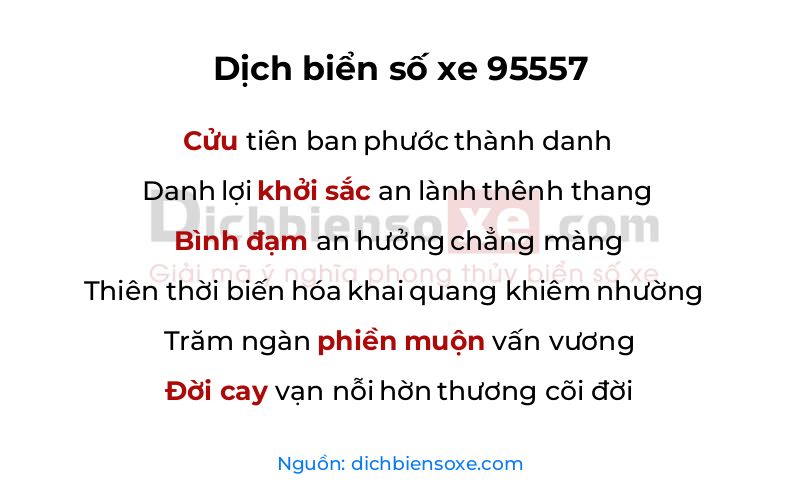 Dịch thơ biển số 95557
