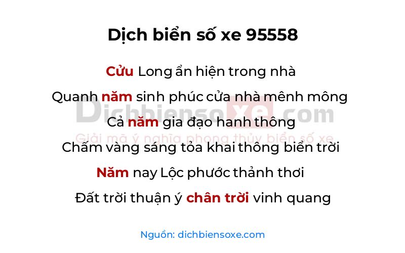 Dịch thơ biển số 95558