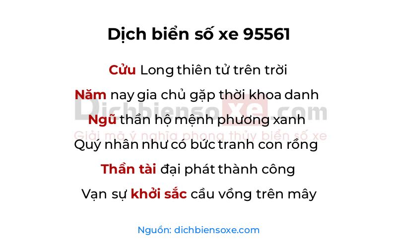 Dịch thơ biển số 95561