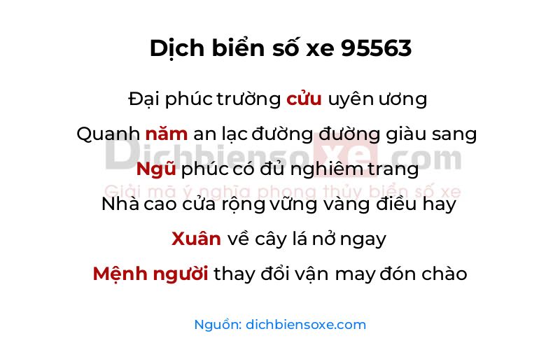 Dịch thơ biển số 95563