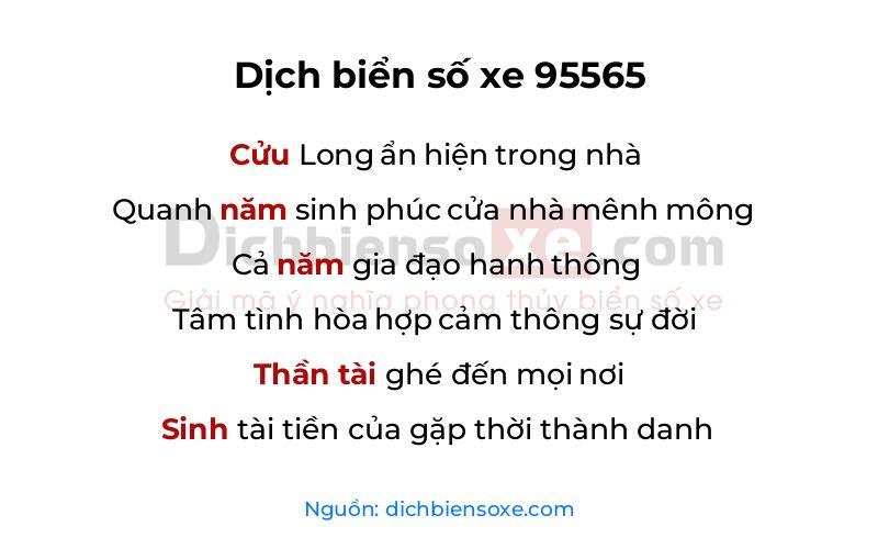 Dịch thơ biển số 95565