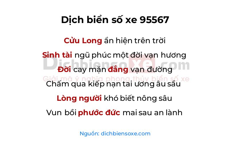 Dịch thơ biển số 95567
