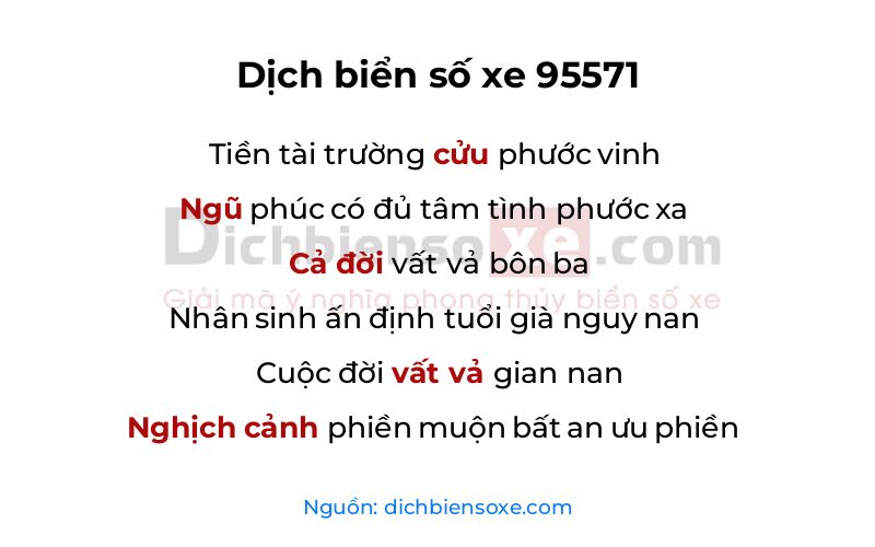 Dịch thơ biển số 95571