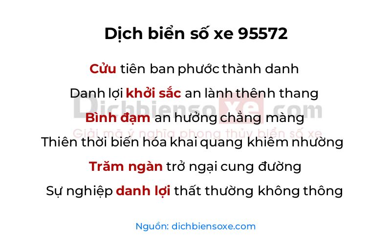 Dịch thơ biển số 95572