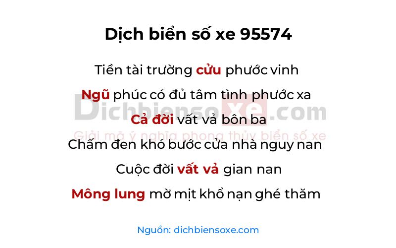 Dịch thơ biển số 95574