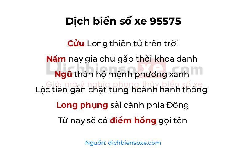 Dịch thơ biển số 95575