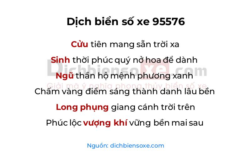 Dịch thơ biển số 95576