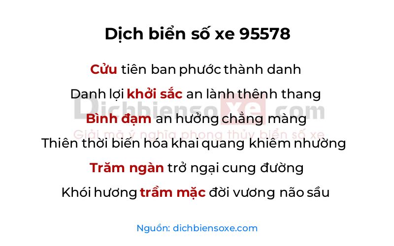 Dịch thơ biển số 95578
