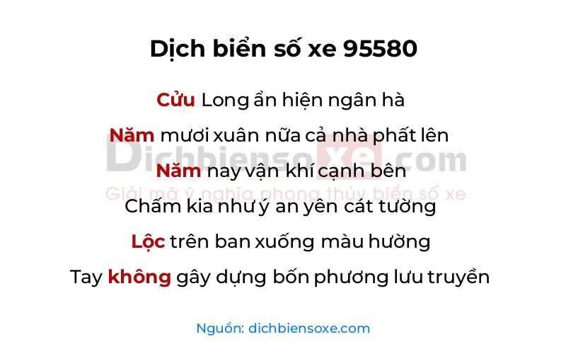 Dịch thơ biển số 95580