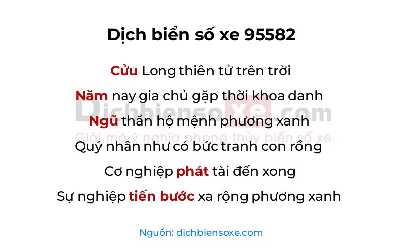 Dịch thơ biển số 95582