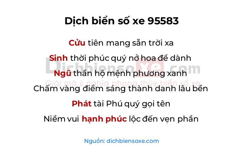 Dịch thơ biển số 95583