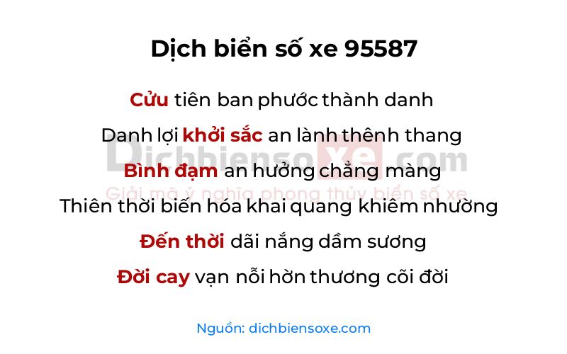 Dịch thơ biển số 95587