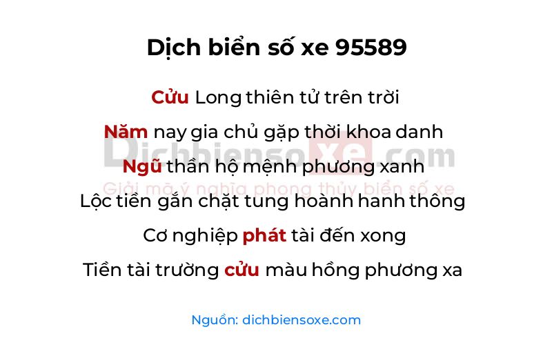 Dịch thơ biển số 95589