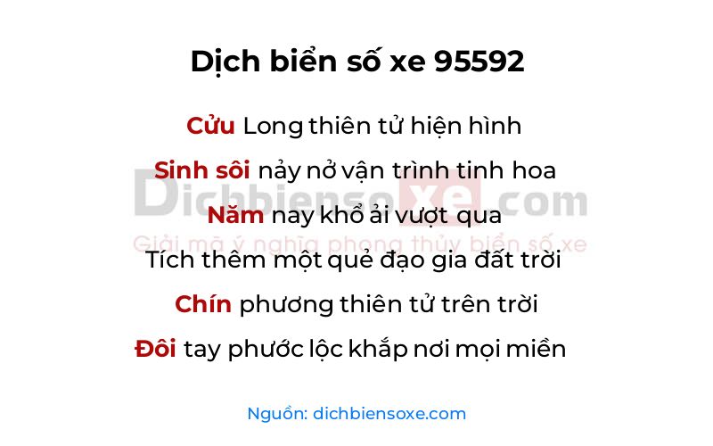 Dịch thơ biển số 95592
