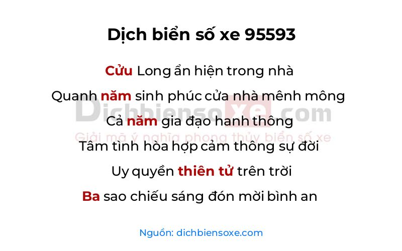 Dịch thơ biển số 95593