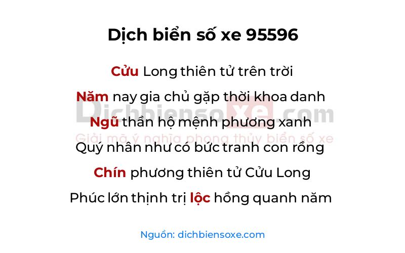 Dịch thơ biển số 95596