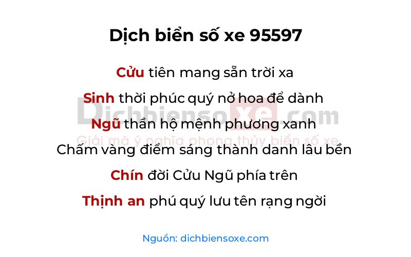 Dịch thơ biển số 95597
