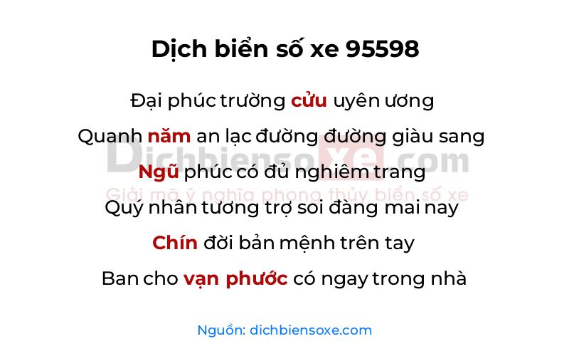 Dịch thơ biển số 95598