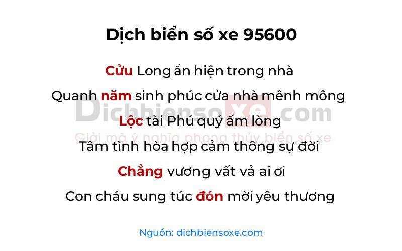 Dịch thơ biển số 95600