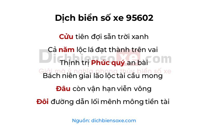 Dịch thơ biển số 95602