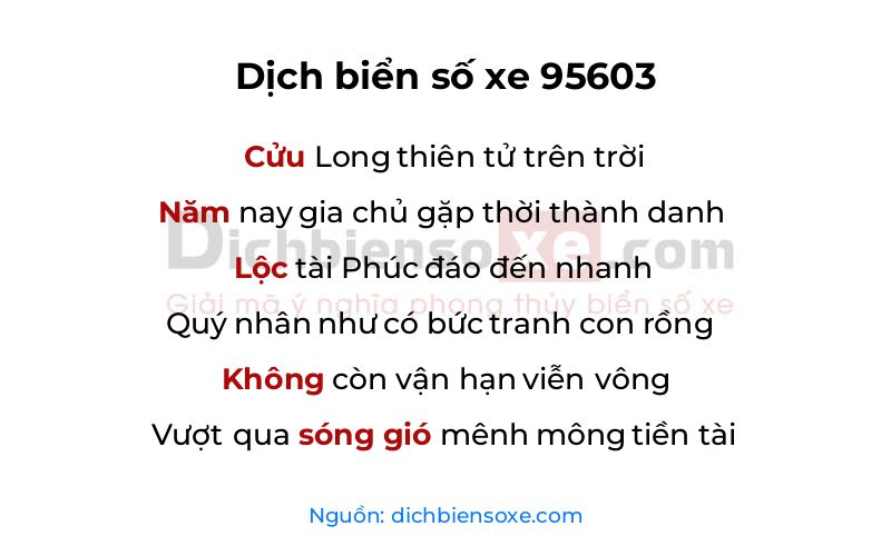 Dịch thơ biển số 95603