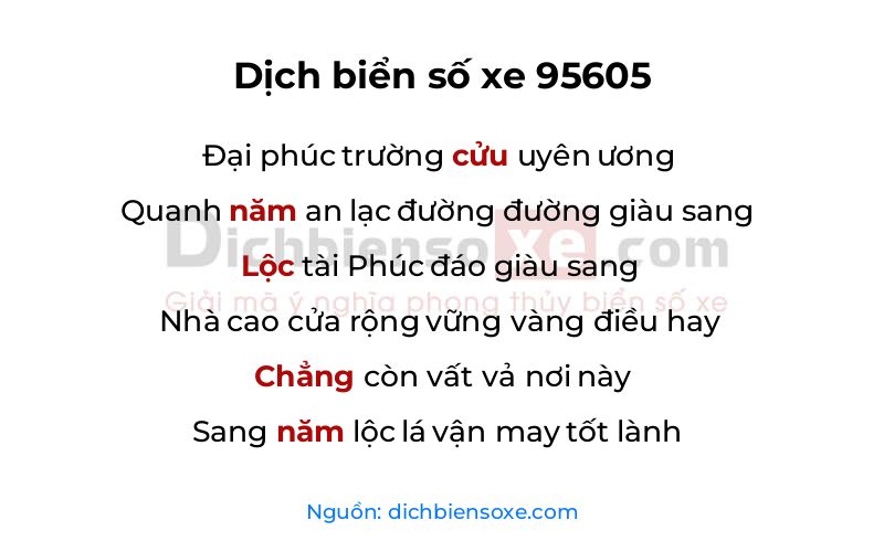 Dịch thơ biển số 95605