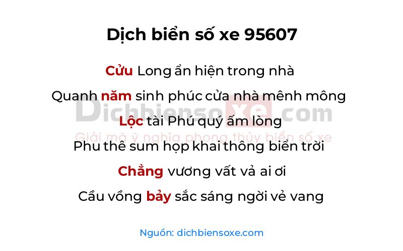Dịch thơ biển số 95607