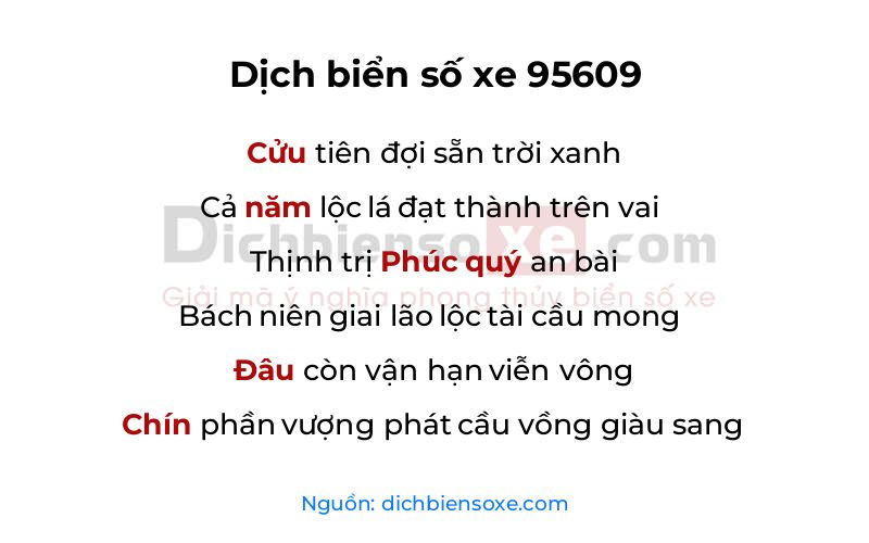 Dịch thơ biển số 95609